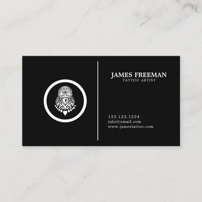Dark Simple Tattooist Logo Black Tattoo Artist Visitenkarte (Vorderseite)