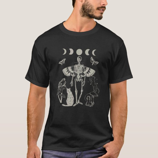 Dark Skeleton Fairy Grunge Aesthetic Butterfly Cat T-Shirt (Vorderseite)