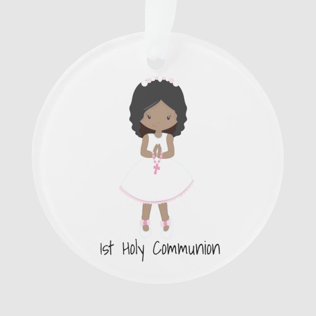 Dark Skin Girl 1. Heilige Kommunion Ornament (Vorderseite)