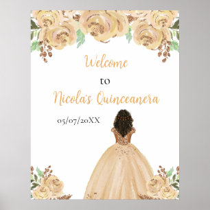 Dark Skin Princess Peach Quinceanera Willkommen Poster
