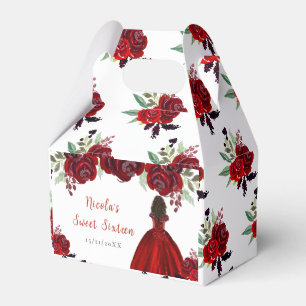 Dark Skin Princess Red Floral 16 . Geburtstag Geschenkschachtel