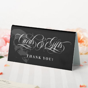 Dark Skull Elegant Goth Wedding Cards & Gifts Tischaufsteller