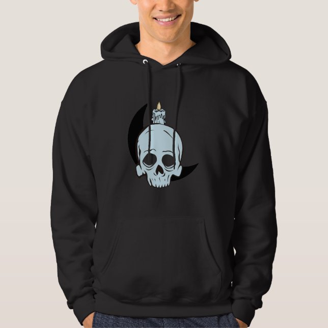 Dark Skull & Moon Candle Design | Horror Art Print Hoodie (Vorderseite)