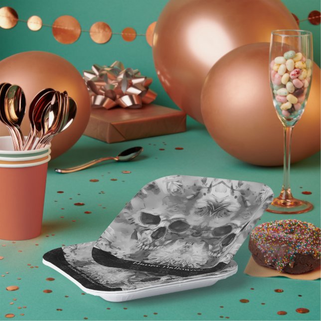 Dark Skulls Halloween-Party Pappteller (Multi)