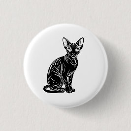 Dark Sphynx Cat Art – Mysterious Minimal Design Button