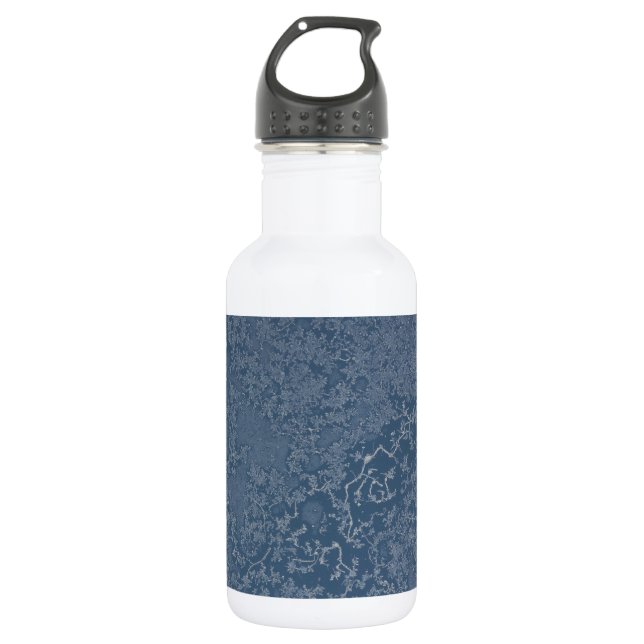 Dark Steel Blue Icy Crystals Trinkflasche (Vorderseite)