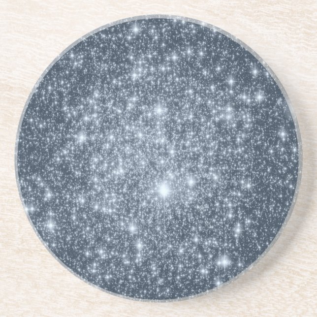 Dark Steel Blue Stars Sandstein Untersetzer (Vorne)
