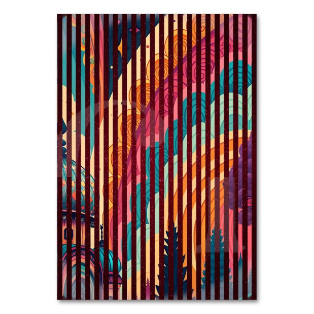 Dark Striped Fantasy Table Card - Anpassbar Tischnummer (Vorderseite)