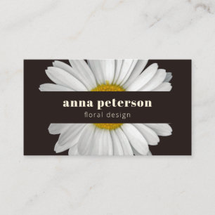 Dark Stylish Elegant Daisy Floral Florist Visitenkarte