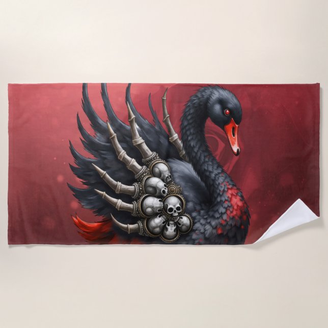 Dark Swan of Bones – Gothic Elegance  Strandtuch (Vorderseite)