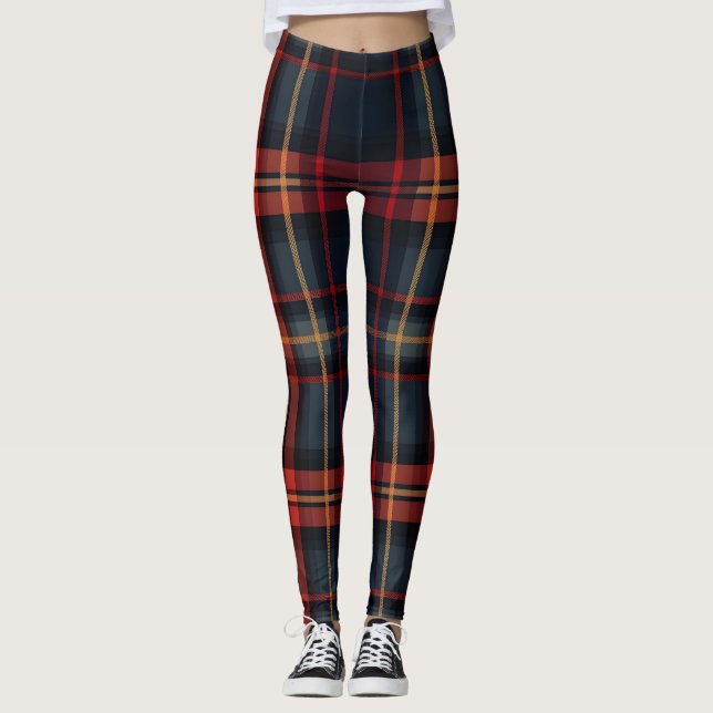 Dark Tartan Muster Leggings (Vorderseite)