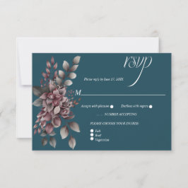Dark Teal, Dusty Purple, Lavender, Sage Floral |  RSVP Karte