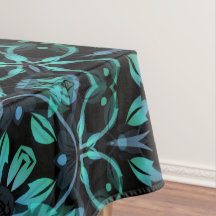 Dark Teal Floral Noir Mandala
