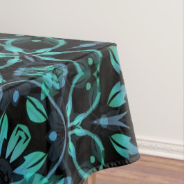 Dark Teal Floral Noir Mandala Tischdecke
