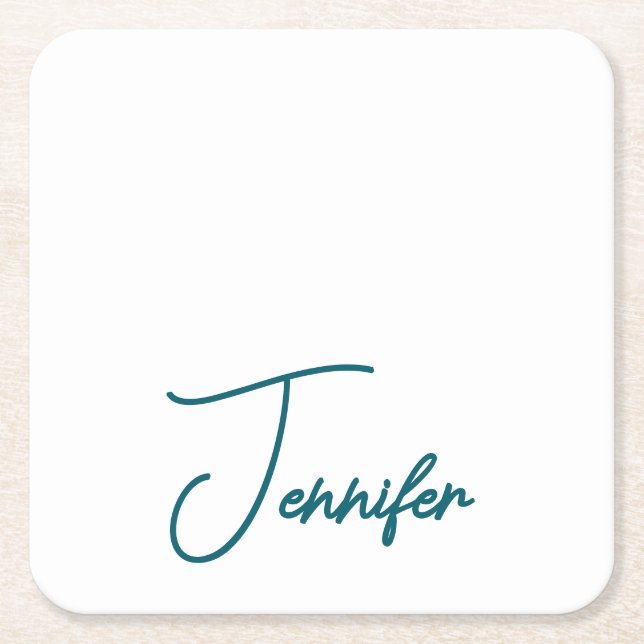 Dark Teal Trend Modern Minimalist Handwriting Name Rechteckiger Pappuntersetzer (Vorderseite)