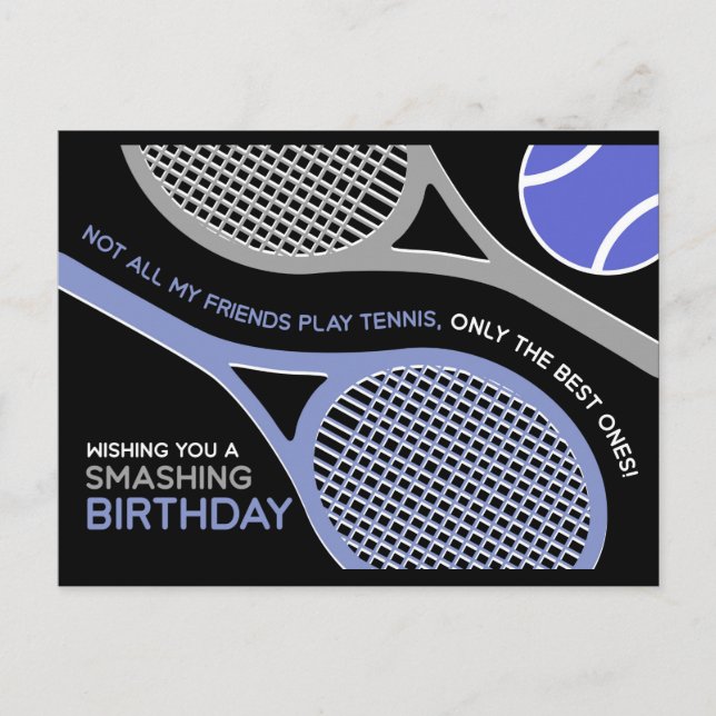 Dark Tennis 🎾 Happy Birthday Postcard Postkarte (Vorderseite)