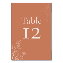 Dark Terracotta Botanical Table Number Tischnummer