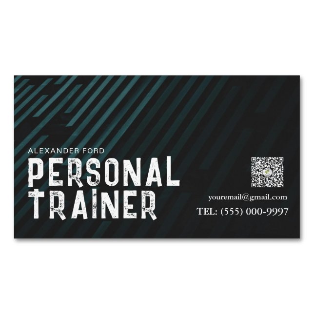 DARK Textur-Hintergrund Grün Personal Trainer Magnetische Visitenkarte (Vorderseite)