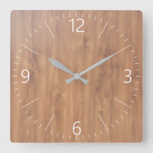 Dark timber pattern quadratische wanduhr