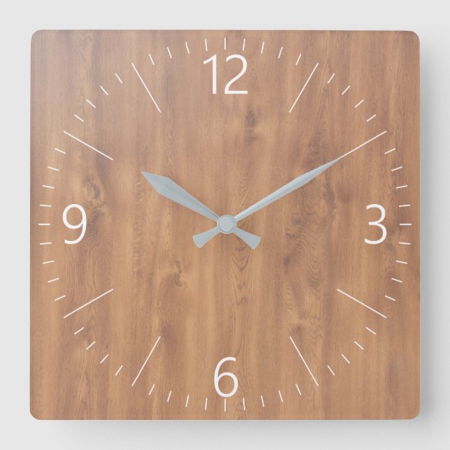 Dark timber pattern quadratische wanduhr (Vorderseite)
