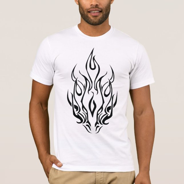 Dark Tribal Flame Mask – Abstract Fire Art Design T-Shirt (Vorderseite)