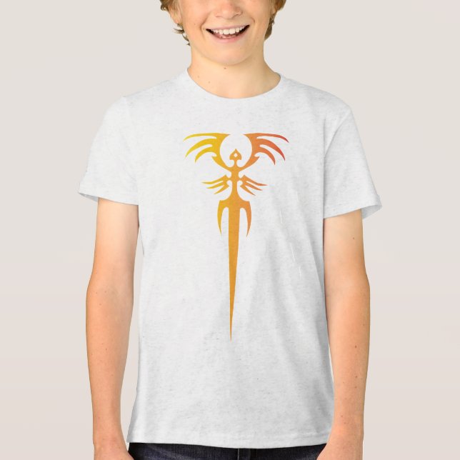 Dark Tribal Phoenix Emblem – Mythic Symbol Tri-Blend Shirt (Vorderseite)