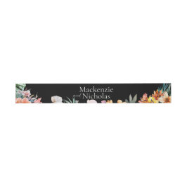 Dark Tropical Floral Wedding Einladung Bauchband Einladungsbanderole