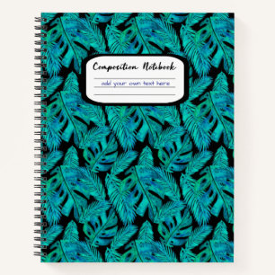 Dark Tropical Monstera Leaf-Muster Notizbuch