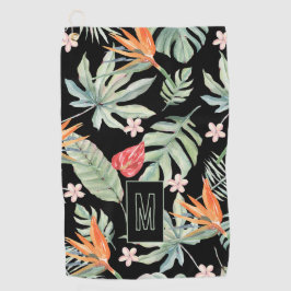 Dark Tropics Blume Foliage Fantasy mit Monogram Golfhandtuch