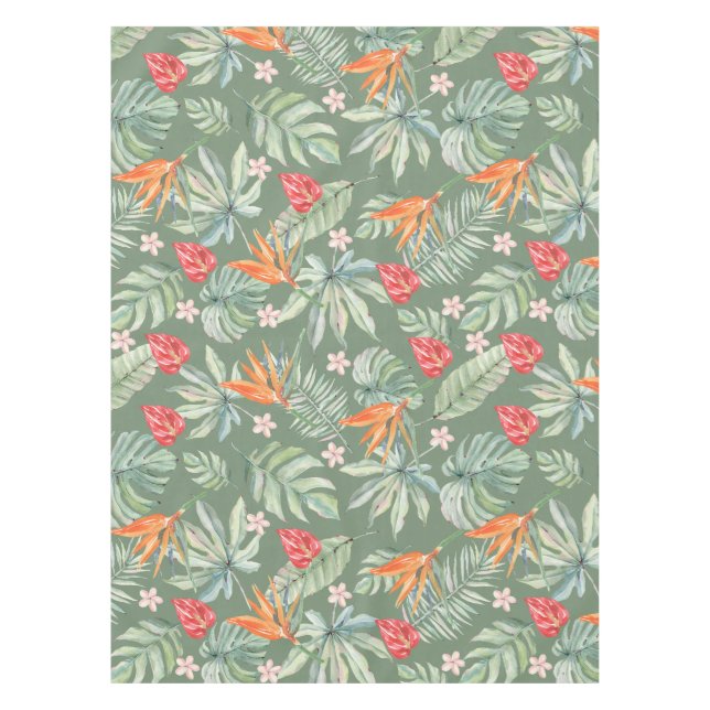 Dark Tropics Blume Foliage Fantasy mit Monogram Tischdecke (Vorderseite)