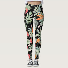 Dark Tropics Fantasy Blume Foliage Leggings