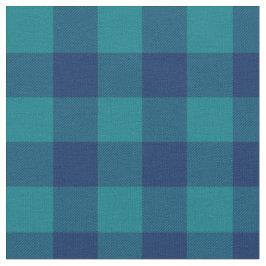 Dark Türkise und Navy Blue Gingham Kariert Stoff