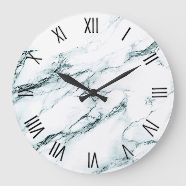 Dark Türkise Vein Marmor w Roman Numerals Große Wanduhr (Vorderseite)