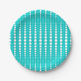 Dark Turquoise and White Polka Dots Paper Plate Pappteller