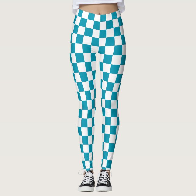 Dark turquoise checkered  leggings (Vorderseite)