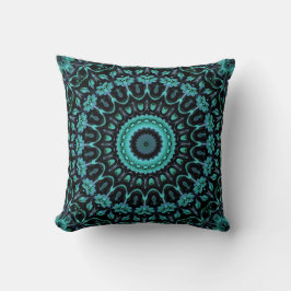 Dark Turquoise Floral Mandala Kissen