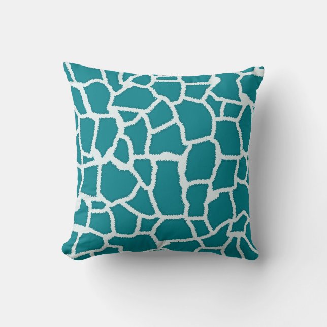 Dark Turquoise Giraffe Animal Print Kissen (Vorderseite)