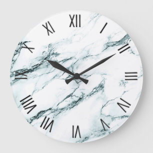 Dark Turquoise Vein Marmor w Roman Numerals Große Wanduhr