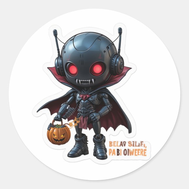Dark Vampire Robot Spooky Screi Halloween Design Runder Aufkleber (Vorderseite)