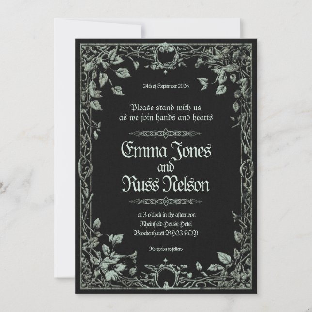 Dark Viking Norse Wedding Invitation Einladung (Vorderseite)