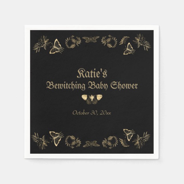 Dark Viktorianisch Gothic Halloween Kinderdusche Serviette (Vorderseite)