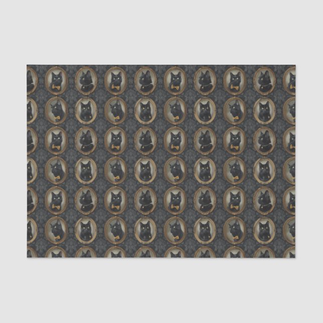 Dark Vintag Black Cat Picture Frame Decoupage Seidenpapier (Vorderseite)