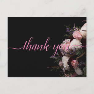 Dark Vintag burgundy Floral Danke Postc Postkarte
