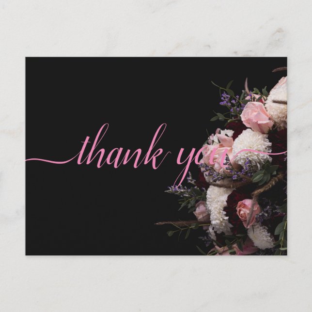Dark Vintag burgundy Floral Danke Postc Postkarte (Vorderseite)
