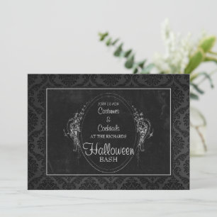 Dark Vintag Damask Gothic Halloween Einladung