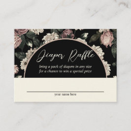 Dark Vintag Floral Baby Dusche Windeln Raffel Begleitkarte