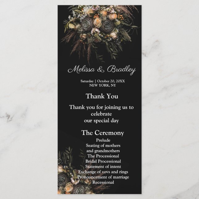 Dark Vintag Floral Menu Programm (Vorderseite)