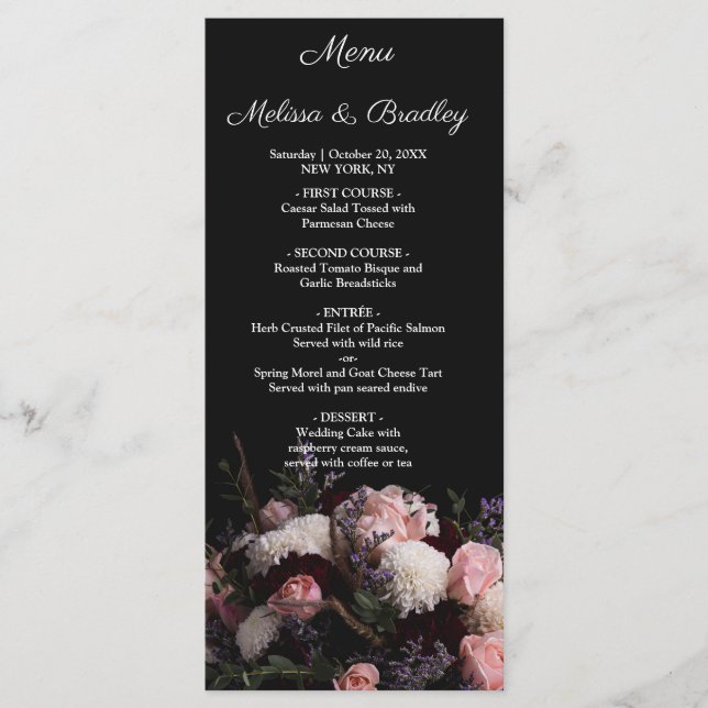 Dark Vintag Floral Menu Programm (Vorderseite)