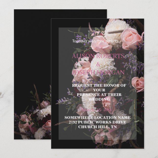 Dark Vintag Floral Wedding Einladung (Vorne/Hinten)