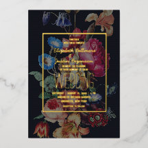 Dark Vintag Floral Wedding Einladung